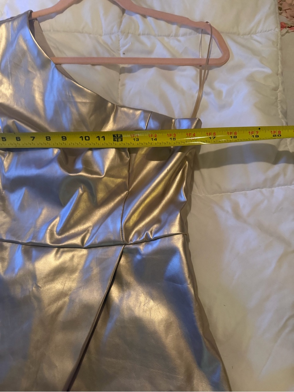 Gold One-Shoulder Metallic Romper - Picture 4 of 10